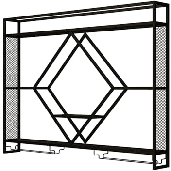Porte-Bouteilles Muraux Industriels avec Porte-Verre, Casier À Vin en Fer pour Cave À Vin avec Lumière LED, Étagères De Rangement Polyvalentes, pour Cuisine, Salle À Manger, Bar(Black,100x15x80cm)