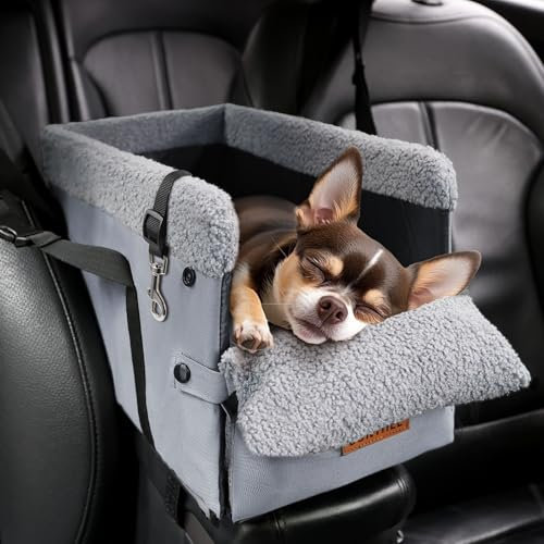 BONTHEE Mittelkonsole Hundeautositz für kleine Hunde bis 9 kg, Grau, 45,7 x 25,4 x 22,9 cm