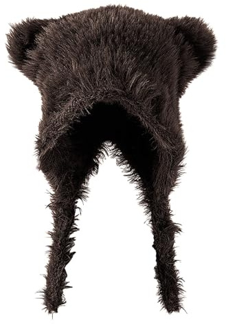 kosopse Männer Mütze für Damen, niedliches Bärenohr-Design, künstliches Kaninchenfell, Winddicht und warm, geeignet für und Winter Kinder Wintermütze