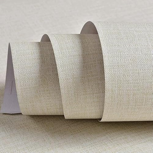 DFLINGA Papel Tapiz de Lino de PVC Autoadhesivo, Impermeable, imitación de Tela, Vinilo, Pegatina de Pared, Color sólido, decoración para Muebles y Dormitorio