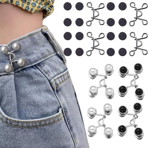 Hosenbund Enger Machen, 8 Sätze Hosenknopf Zum Enger Machen, Verstellbare Nagelfreie Pearl Jean Knopfnadeln, Abnehmbarer Hose Enger Machen, Mehrfarbig Hosenknöpfe für Jeans