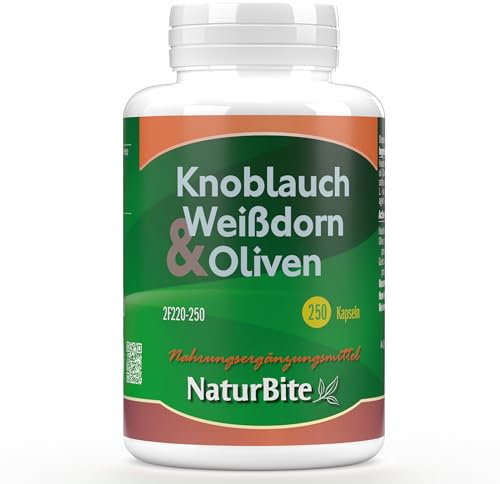 Knoblauch, Weißdorn & Olive, 500 mg 250 Perlen, NaturBite