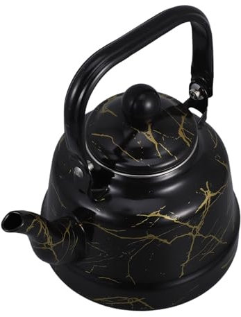 BEBEMOKO Tetera De Enamel Kettle Con Silbato y Mango Vintage Para Hervir Agua y Té Casa o Camping