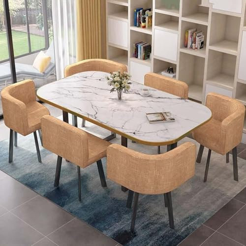 Modernes quadratisches Esstisch-Set mit 6 Stühlen, Mehrzweck-Konferenztisch für Wohnzimmer und Esszimmer, langlebiges Küchentisch-Set aus Holz, für 6 Personen, 150 cm Durchmesser