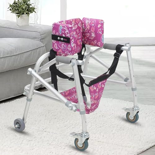 LiuXaofei Déambulateur léger Pliant à 4 Roues avec siège, réglable en Hauteur, Cadre de Marche pour Enfants handicapés