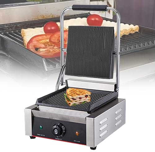 Electric Sandwich Maker, Indoor Steak Press Grill, Stainless Steel, Adjustable Temperature, 1.8KW/3.6KW, Single/Double Press Grill, Perfect for Home Cooking