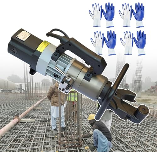 Macchina piegatubi idraulica elettrica del tondo per cemento armato, tagliatrice d'acciaio portatile con 2 maniglie e 12 guanti per piegare barre d'acciaio filettate 18-36mm