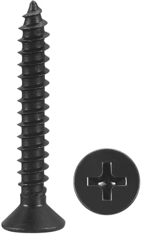 METALLIXITY 50Pcs #6x1Countersunk Phillips Wood Screws SS304 | Coarse Thread Drive Flat Head Phillips Wood Screws for Furniture Installation Repair,Black