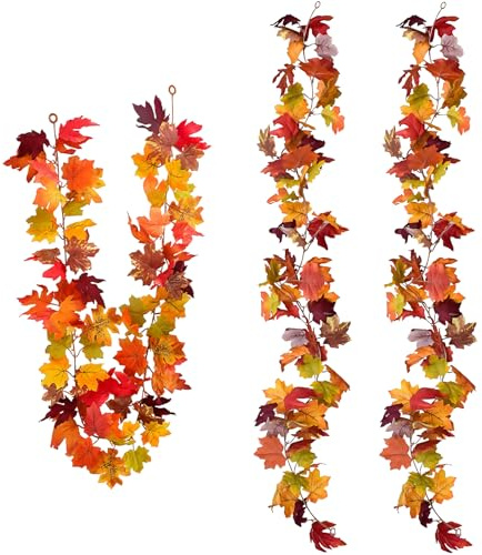 WJXKAZYX 2 Stück Herbst Girlande Ahornblätter, 176cm/69in deko Girlande Herbst, herbstgirlande herbstblätter, herbstdeko Set