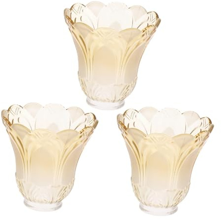 Lot de 3 abat-jours en verre cloche for ventilateur de plafond et lustre, abat-jour de rechange givré/transparent de 12,7 cm (5 po) - Fixation à vis, compatible avec douille E27, appliques murales et