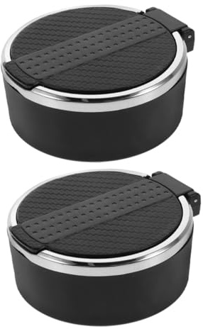 FUNOMOCYA Cenicero Coche Antiolor con Tapa, Portavasos de Plástico Negro, Diseño Reducido para Automóvil, 2 Piezas, Adecuado para Viaje y Coche