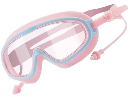 Occhialini da nuoto per bambini, per il nuoto – Occhiali da nuoto anti appannamento, impermeabili, per sport acquatici in silicone, occhiali da sole con tappi per le orecchie per le ragazze