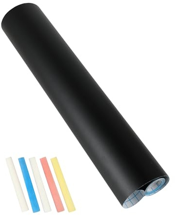 Pizarra adhesiva pared 43×300 cm – Pizarra pared negra para escribir, dibujar y proyectos DIY, pizarra tiza incluida 5 tizas