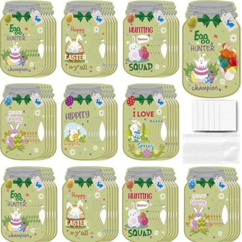 Set di 48 biglietti pasquali, porta caramelle con scritta Happy Easter, set di biglietti di auguri per scuola, aule, regali per Pasqua, bomboniere primaverili e e-aster