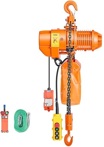 VEVOR 2200 lbs Electric Chain Hoist 2-Speed, 20 ft Lifting Height, 3-Phase 480V Overhead Crane with 328 ft Wireless & 15 ft Wired Remote Control, G80 2-Chain Hoist for Factory, Warehous, Garage