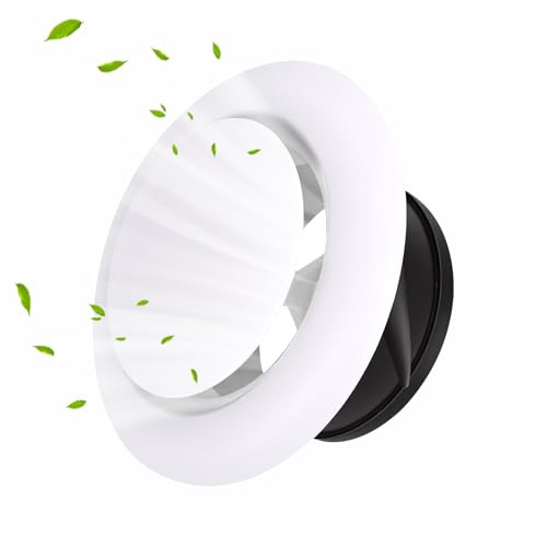 Plastic Round Ceiling Vent, 125mm Air Vent Cover Ventilation Cover | 5 inch Air Vent Cover with Adjustable Valve for Bathroom Kitchen Toil