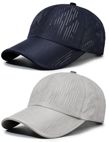 AYPOW 2 Stück Baseball Cap Herren Damen, Atmungsaktivem UV-Schutz Basecap Schnelltrocknend Leichte Baseball Kappe Unisex Verstellbar Snapback Schildmütze für Outdoor-Aktivitäten Golf Tennis Sommer