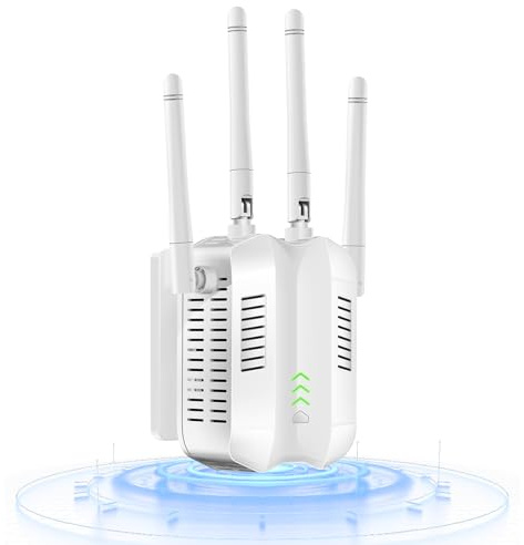 2026 Upgraded WiFi Extender Booster, WiFi Booster Range Extender with Ethernet Port, 4 Antennas Internet Booster, Home Wireless Signal Booster, Quick Setup (White)