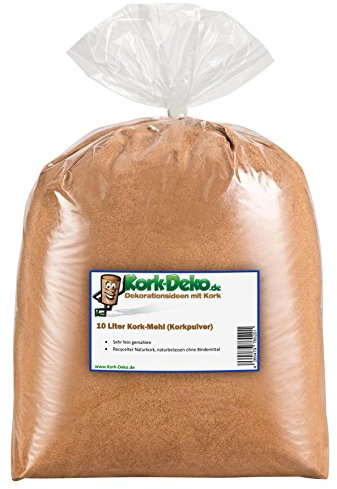 10 Liter Korkmehl | Korkpulver | Korkstaub (sehr fein) (Cork Dust, Pop Up Boilie) für Basteln und Hobby (Modellbau/Landschaftsgestaltung) | aus zermahlenem Naturkork | Made in Portugal