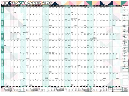 2026 Year Wall Planner – Large A1 Yearly Wall Calendar | Laminated Planner for Office, Home, School & Classroom | Landscape Annual Planner with Holidays & Notes Section