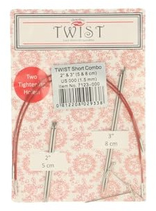 ChiaoGoo TWIST Lace Nadelspitzen-Set 5 cm & 8 cm, 1,50 mm, Silber/Rot