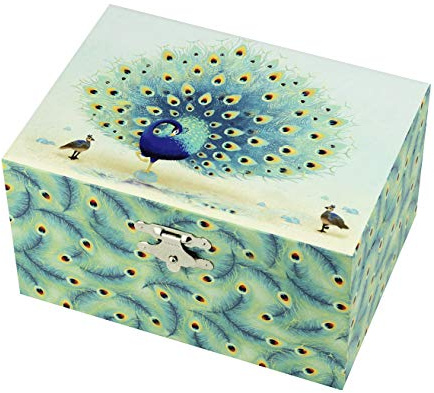 Trousselier - Pfau - Musikschmuckdose - Spieluhr - Ideales Geschenk für junge Mädchen - Musik Klaviersonate von Mozart - Farbe grün