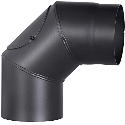 FIREFIX R150/BT Ofenrohrbogen aus 2 mm starken Stahl (Rauchrohr) in 150 mm Durchmesser, für Kaminöfen und Feuerstellen, Senotherm, schwarz, 90 Grad, mit Reinigungstür