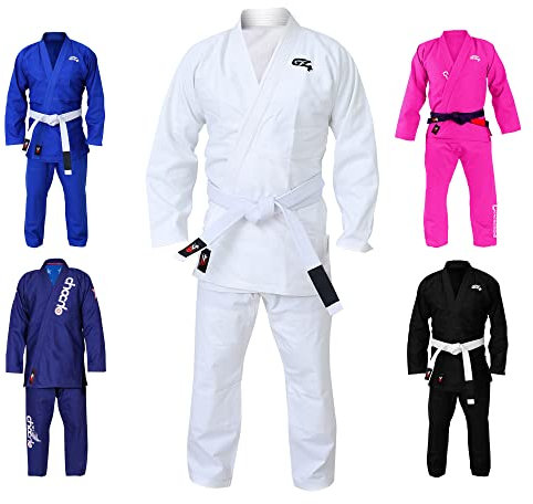 G4 VISION BJJ Gi Mens Kids Brazilian Jiu Jitsu Suit Jujitsu Adult Uniform Adult Youth Blue Black White (White, M3)