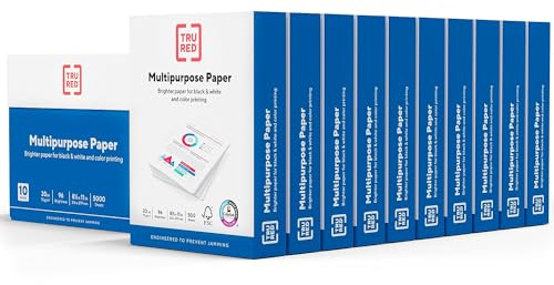 TRU RED Multipurpose Paper 8.5 x 11 Inch 20 lb 96 Bright White, 10 Reams Carton
