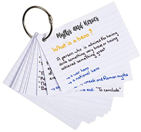 Exacompta 50 Flashcards Liniert Gelocht A7 in Folie + Ring