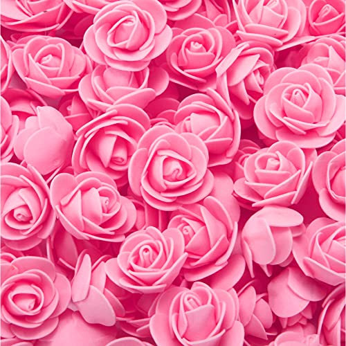 Trsnzul Rosa Schaumrosen 144 Stück Künstliche Rosenköpfe Schaumrosen mit Stiel Mini Foamrosen Kunstrosen Foamrosen Kunstblumen Brautstrauß Rosenstrauß für DIY Rosen Bär Hochzeit Party Home Deko