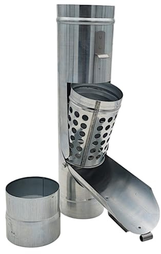 zbs24 Zink Regenwassersammler mit Laubkorb 100mm - Regenrohrklappe mit entnehmbaren Laubkorb, zum effizienten auffangen von Regenwasser, mit Muffe für einfache Verbindung mit dem Fallrohr