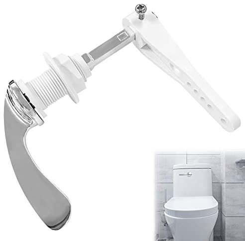 CAEEKER Toilet Flush Handle, Alloy Cistern Lever Handle Universal Handles Victorian Style Replacement Kit for WC Tank, Chrome Plated, Silver