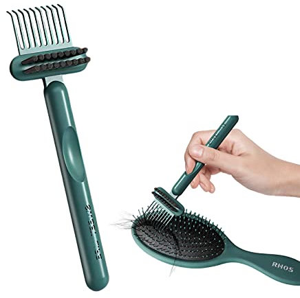 RHOS 2-in-1 Hair Brush Cleaner and Remover Tool - Comb for Removing Hair and Dust, Suitable for Home and Salon Use (1 Pack-Green)