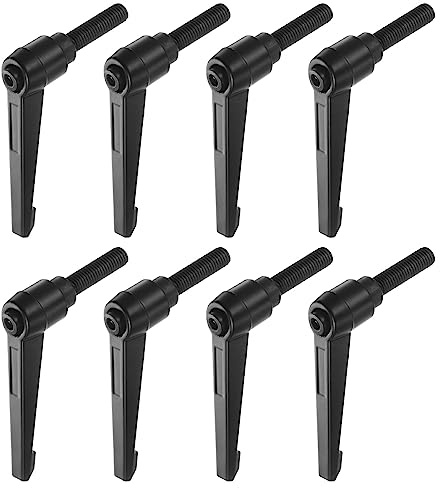 QUARKZMAN 8uds Ajustable Sujeción Palanca Manijas M10 x 40mm Macho Rosca Perno Perillas Giratorio Tornillo Bloqueo Rápida Liberación Trinquete Pulsador Botón Mango, Negro