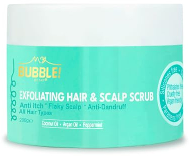 My Bubble! Exfoliating Anti-Dandruff Hair & Scalp Scrub 200g with Argan, Coconut & Peppermint for all hair types, vegan, silicone free, parabens free, sulfates free, curly girl method approved