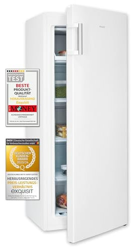 Exquisit Gefrierschrank, 4-Sterne-Gefrieren, 165 Liter, 4 Schubladen, 1 Gefriertablett, Tiefkühlschrank, Gefrierschrank groß, 55 cm breit, GS5230-H-010E weiss