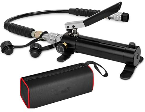 YHUEGH Manuelle Hydraulikpumpe, 10.000 PSI Handhebepumpe mit 70 cm Schlauch und ZG3/8-Gewinde, max. 700 kg/㎝² Hochdruck, 175 cm³ Ölgehalt, Aluminium-Pumpengehäuse für hydraulische Werkzeuge Standard