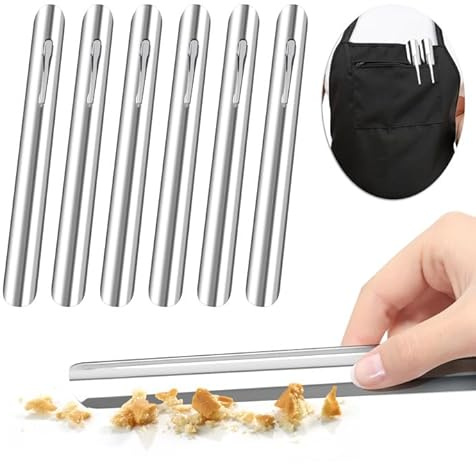 Tophoniex 6PCS Restaurant Crumb Sweepers Table Crumb Sweepers Stainless Steel Table Crumb Scraper for Restaurants Homes, Crumber tool for Servers, Waiters, Waitresses(Silver)
