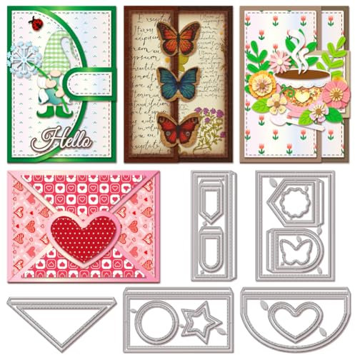 GLOBLELAND FaltkartenStanzformen Für Die Kartenherstellung, Einladungskarten, Metallstanzformen, Stanzformen, Vorlagen Für Scrapbooking, Tagebuch, Prägung, Papier, Basteln, Dekor