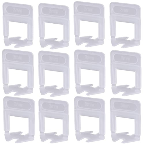 GIVIHGETI Lot de 1200 systèmes de nivellement de carrelage - Pattes de traction de 3 mm - Système de nivellement - Languettes standard - Largeur de joint - Aide à la pose de carrelage - Pour une