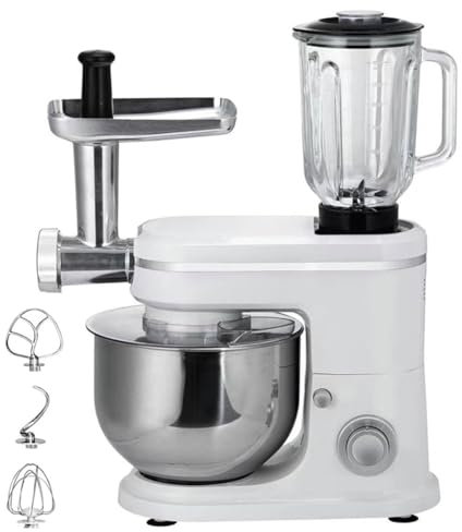 Batidora de 6 L de capacidad, batidora de pie para cocina, ex-tractor de jugos de 1,5 L, batidora de masa con cabezal inclinable, con agitador, gancho para masa, picadora de carne