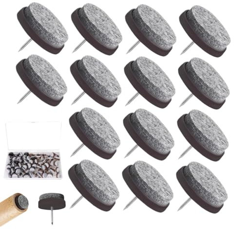 61 Stück Filzgleiter für Stühle, Ø 22 mm - Bodenschutz Filzgleiter mit Nagel, Filzgleiter Nagel, mit 1 Aufbewahrungsbox, Schutz für Parkett und Laminat, für Möbel, Tisch- und Stuhlbeine