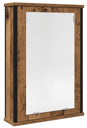 VidaXL Mobile Bagno con Specchio Legno Antico 42x12x60 cm Truciolato