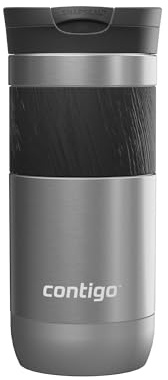 Contigo Byron Snapseal Travel Mug | Stainless Steel Thermal-Mug | Insulated Coffee to go Cup | 100% Leakproof | Keeps hot for 7 Hours | Dishwasher Safe lid | 470 ml | Dark Stainless Steel
