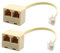 HAWAKA 2 Pack Telefono RJ11 6P4C Adattatore a 2 Vie, RJ11 6P4C Maschio a Convertitore Femminile con 5 Pollici Cavo, Adattatore a Parete Jack Splitter per Linea fissa