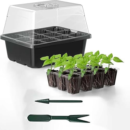 HBBursts Semenzaio Propagatore Semi, Vassoio di Germinazione di Base con La Fori di Drenaggio E Cupola, for Piantine, Germinazione(B(Black),5pack)