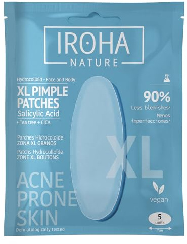 IROHA NATURE - parches granos ácido salicílico | 5 uds | árbol de té, centella asiática, hidrocoloide, transparente, 8 horas