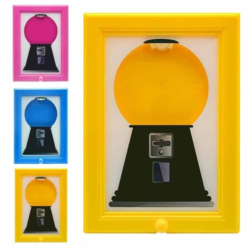 Gumball Machine Picture Frame, Wall Mounted Candy Dispenser Frame, Rare Vintage the Handy Candy Frame - Hanging Candies Machine Art, For Wall Hanging or Tabletop, for Pet Snacks(Yellow)