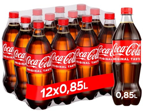 Coca-Cola Classic, koffeinhaltiger Softdrink, Einweg Flasche, 12 x 850 ml | Prickelndes Erfrischungsgetränk mit unverwechselbarem Coke-Geschmack